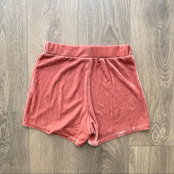 Women's Shorts Crushed Velvet Velour High Rise Waist Elastic waistband Rose Pink - Picture 7 of 14